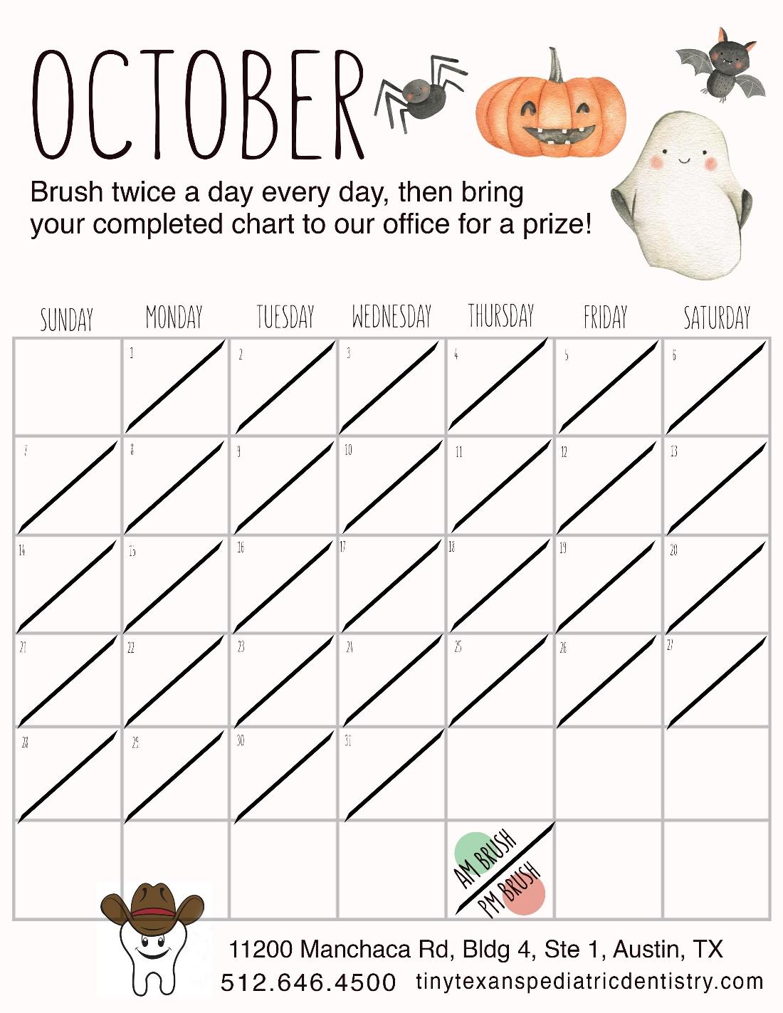 October Tooth Brushing Chart | Other Austin TX